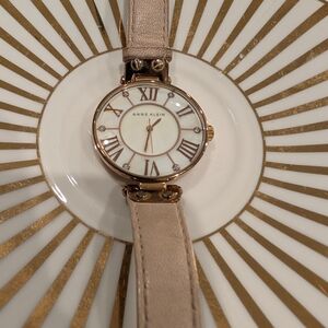 Anne Klein Crystal Accented Dress Watch - Rose Gold & Blush Leather